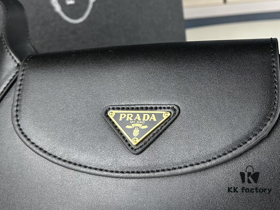 6930c3096e68136f4d9af4cc 2024 Spring Prada Small Genuine Leather Shoulder Bag, Model 819, Elegant Oval Design with Gold Logo