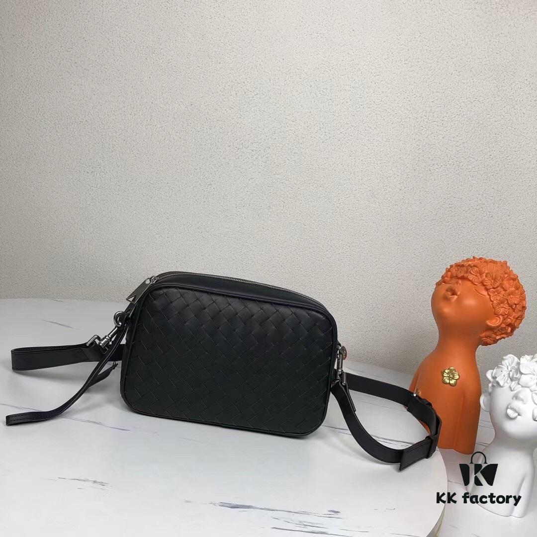6930c3ca6e68136f4d9af625 BVlntrecciato Woven Leather Crossbody & Clutch Bag with Zipper Closure