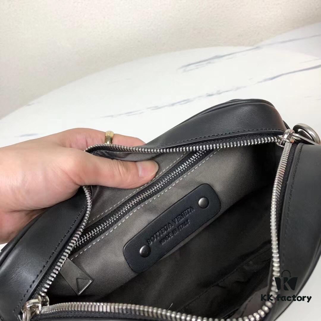 6930c3cd6e68136f4d9af62b BVlntrecciato Woven Leather Crossbody & Clutch Bag with Zipper Closure