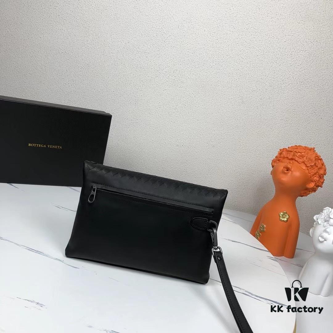 6930c3eb6e68136f4d9af668 Bv Casual Clutch with Box - Blue, Imported Waxed Calfskin, Handcrafted Luxury Design