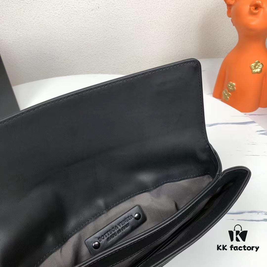 6930c3eb6e68136f4d9af66b Bv Casual Clutch with Box - Blue, Imported Waxed Calfskin, Handcrafted Luxury Design