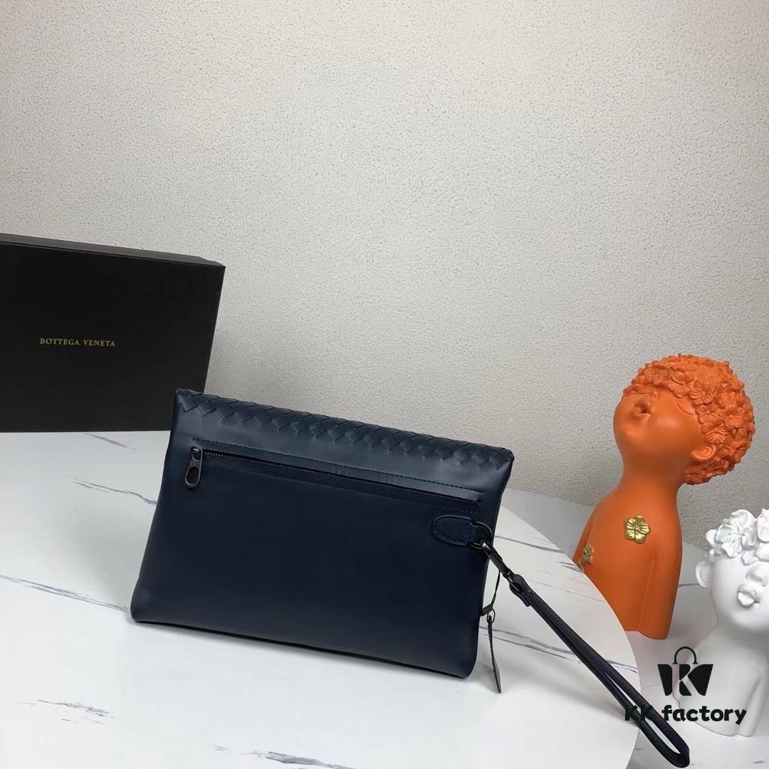 6930c3ee6e68136f4d9af66e BV Casual Clutch with Box 😎 - Blue, Imported Waxed Cowhide, Premium Handcrafted Design
