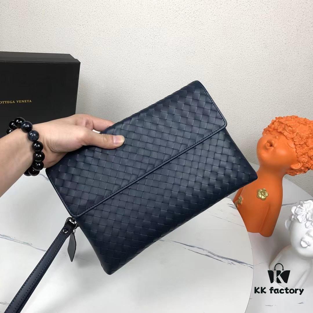 6930c3ef6e68136f4d9af66f BV Casual Clutch with Box 😎 - Blue, Imported Waxed Cowhide, Premium Handcrafted Design