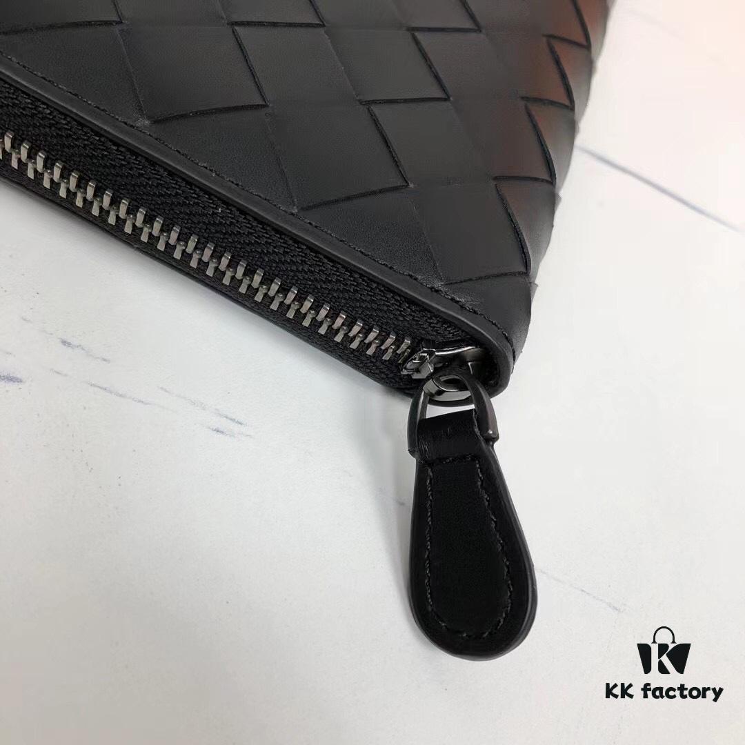 6930c4156e68136f4d9af6c0 Bottega Veneta Wallet in Black Wax-Treated Calfskin - Style No. 1256 (Medium Braid)