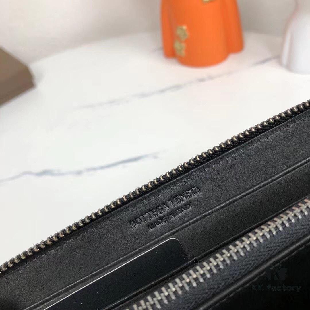 Bottega Veneta Black Woven Leather Wallet - Imported Wax-Treated Calfskin, Handcrafted Design 1618#