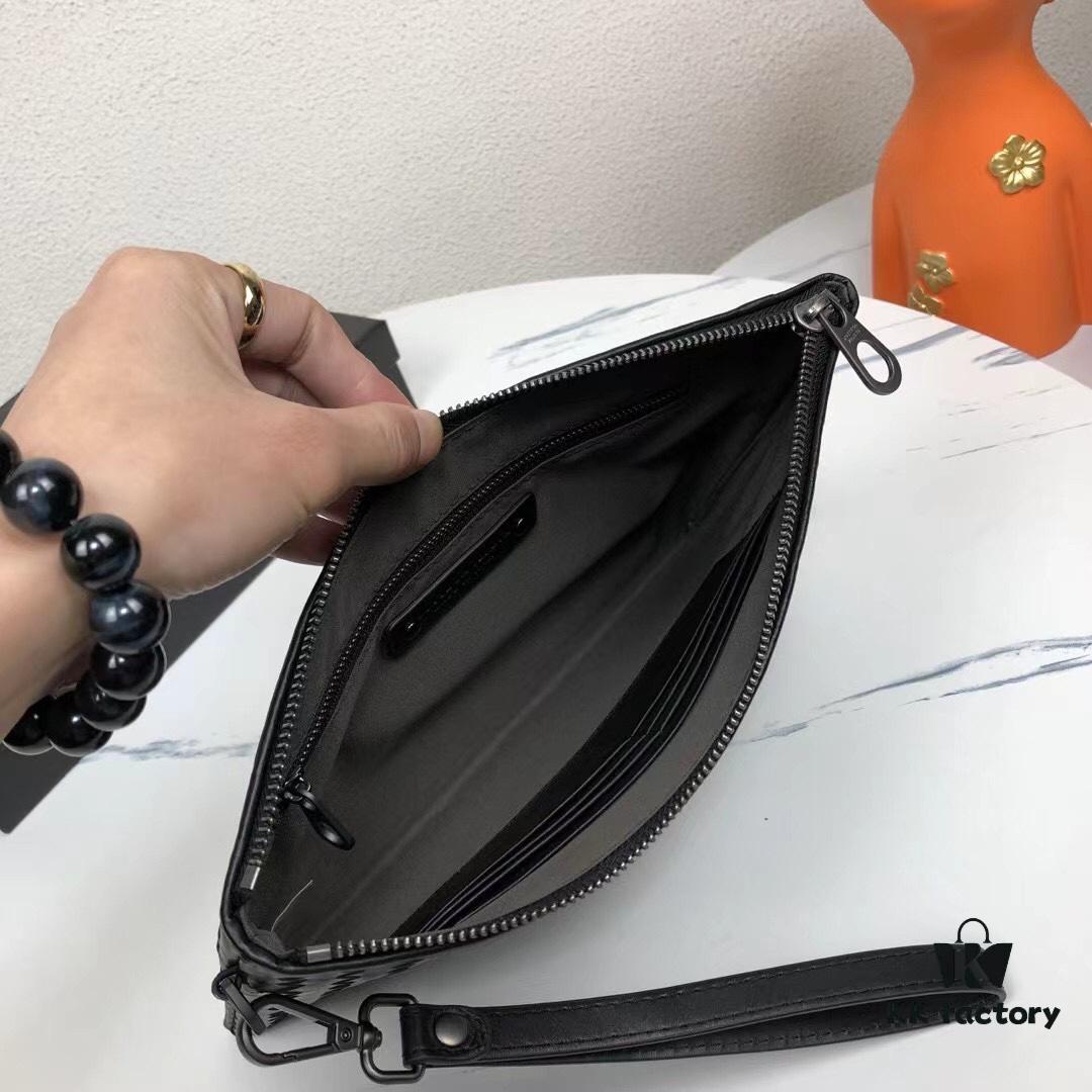 6930c44a6e68136f4d9af72d BV Men's Handbag with Box - Handcrafted Wax-Coated Cowhide, Braided Design Wallet and Clutch Combo