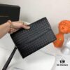 6930c4536e68136f4d9af73d BV Woven Handbag in Black, Made from Imported Wax-Coated Calfskin, Comes with Box