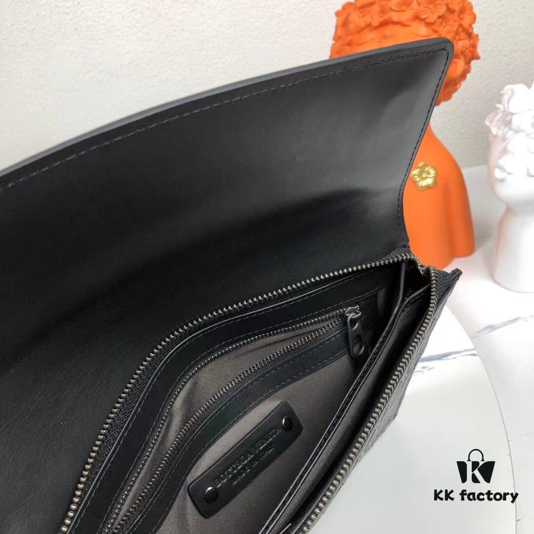6930c4546e68136f4d9af742 BV Woven Handbag in Black, Made from Imported Wax-Coated Calfskin, Comes with Box