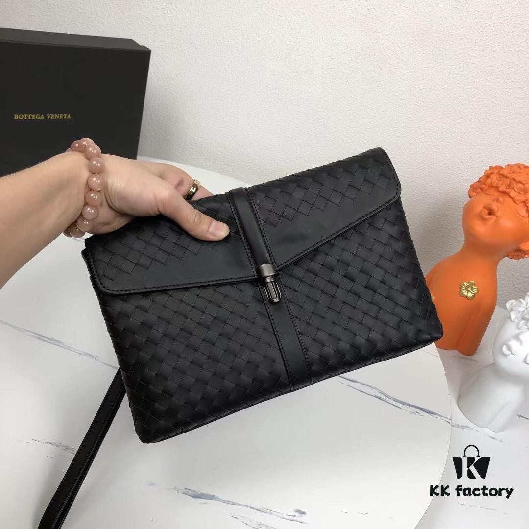 6930c45b6e68136f4d9af74f Bv Casual Clutch with Box 😎 Premium Imported Waxed Cowhide, Unique Design, Exquisite Craftsmanship, Elegant and Sophisticated - Model No. 6691#, Black, 27x18x4cm