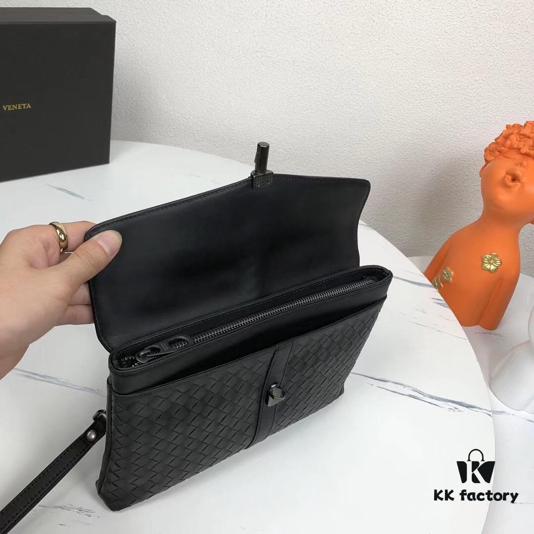 6930c47a6e68136f4d9af78a Bv Casual Clutch with Box 😎 Premium Imported Waxed Cowhide, Unique Design, Exquisite Craftsmanship, Elegant and Sophisticated - Model No. 6691#, Black, 27x18x4cm