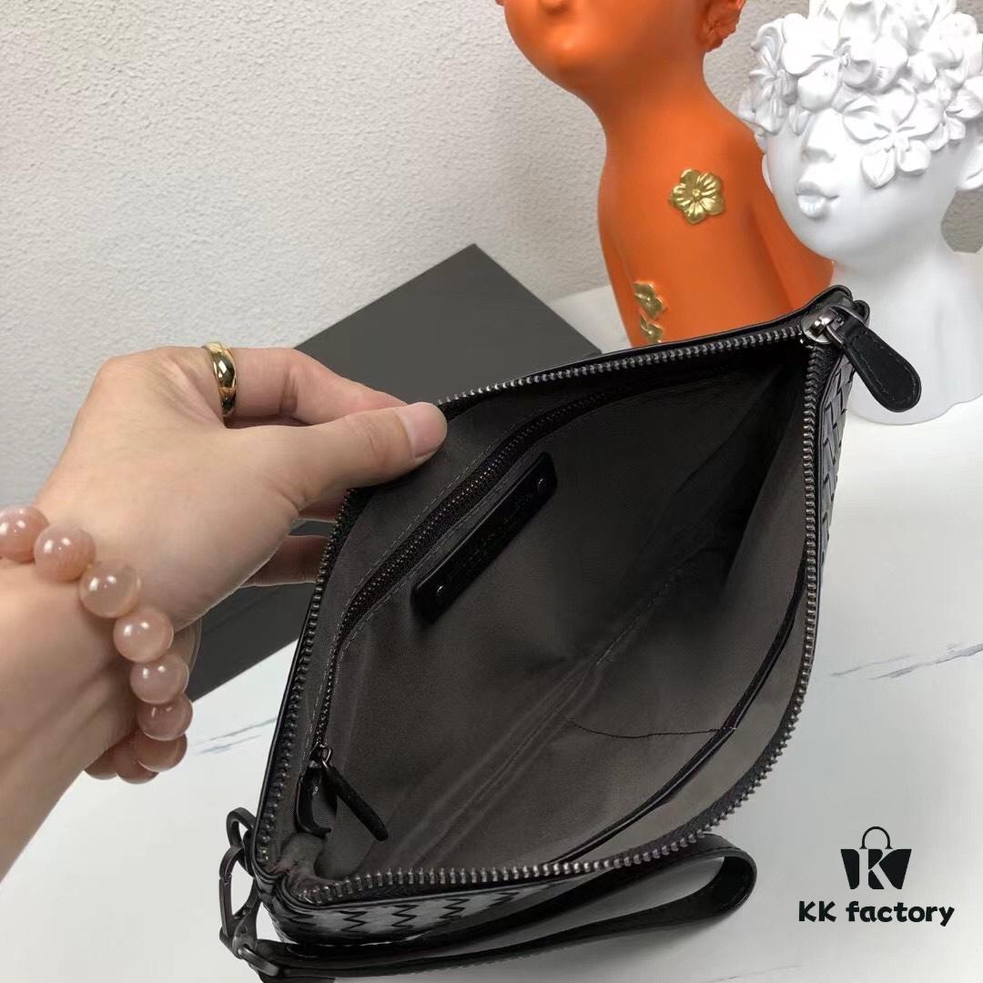 6930c47f6e68136f4d9af790 Large Size with Box - BV Men's Hand Purse, Handcrafted from Premium Waxed Cowhide Leather, Braided Design, Multi-Functional Wallet and Clutch with Zipper Closure