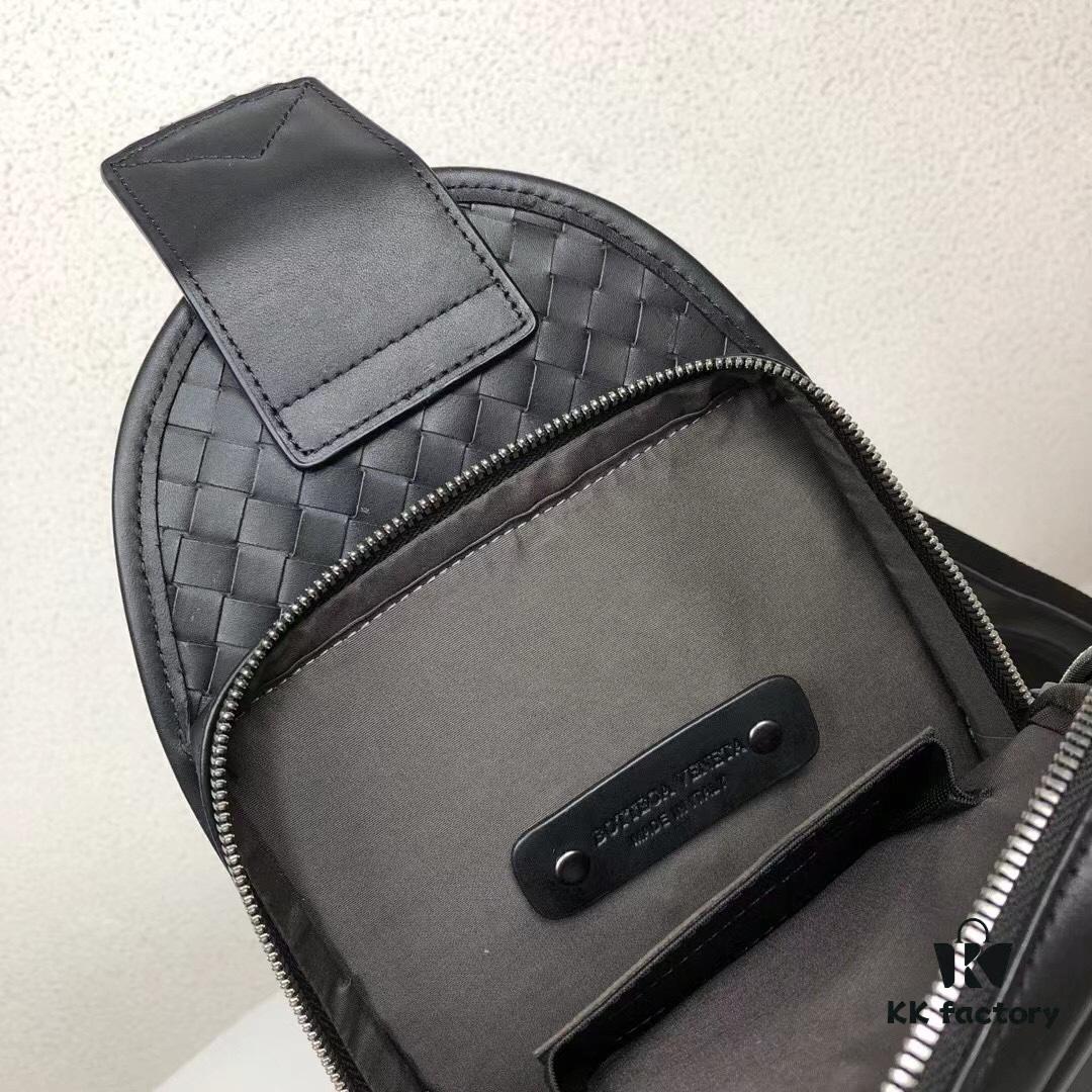 6930c4f76e68136f4d9af869 BV Latest Men's Top-Grade Leather Chest Bag, Model 821#, Black