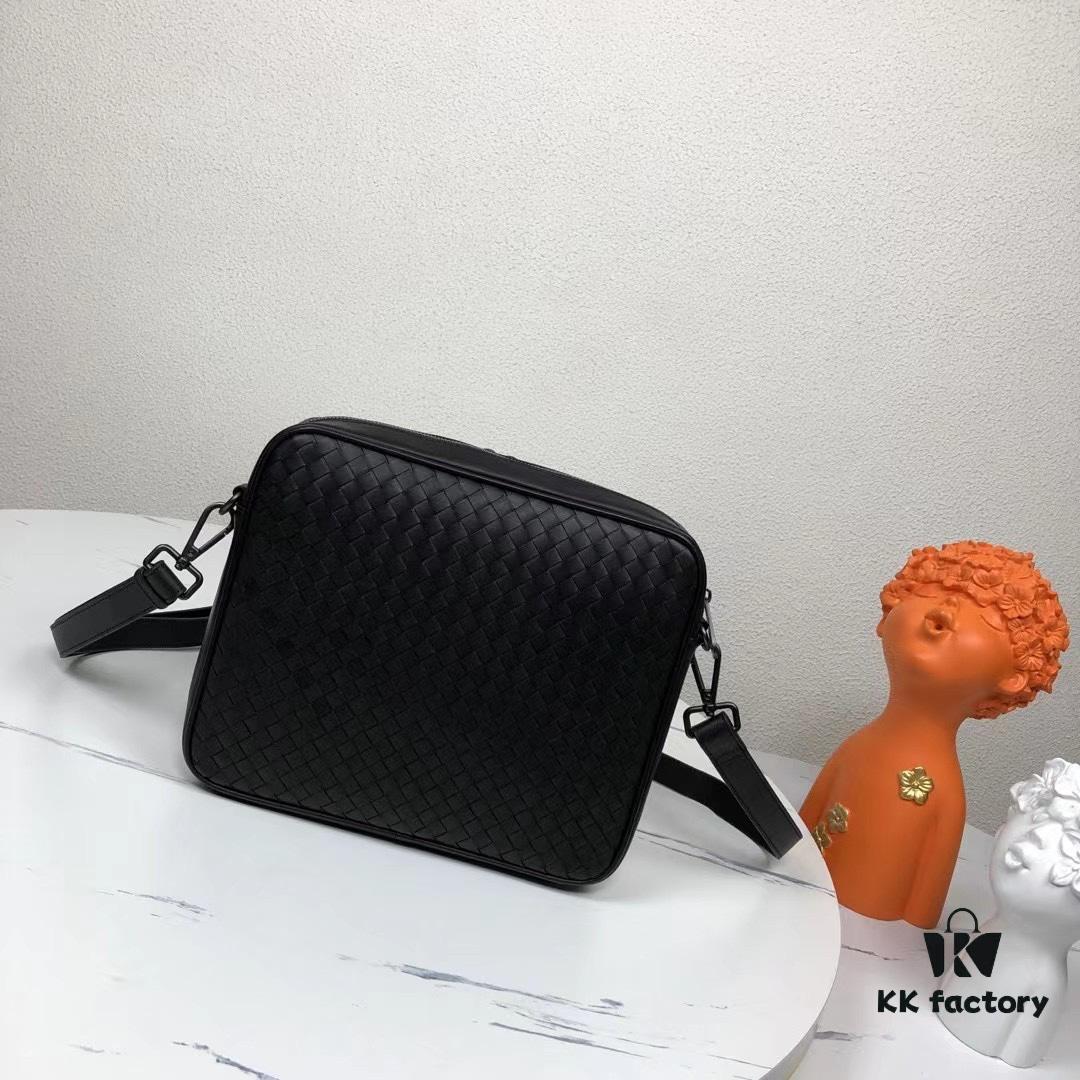 6930c55f6e68136f4d9af921 Bottega Veneta Original Men's Crossbody/Shoulder Bag in Black - Premium Imported Waxed Calfskin, Handwoven Craftsmanship