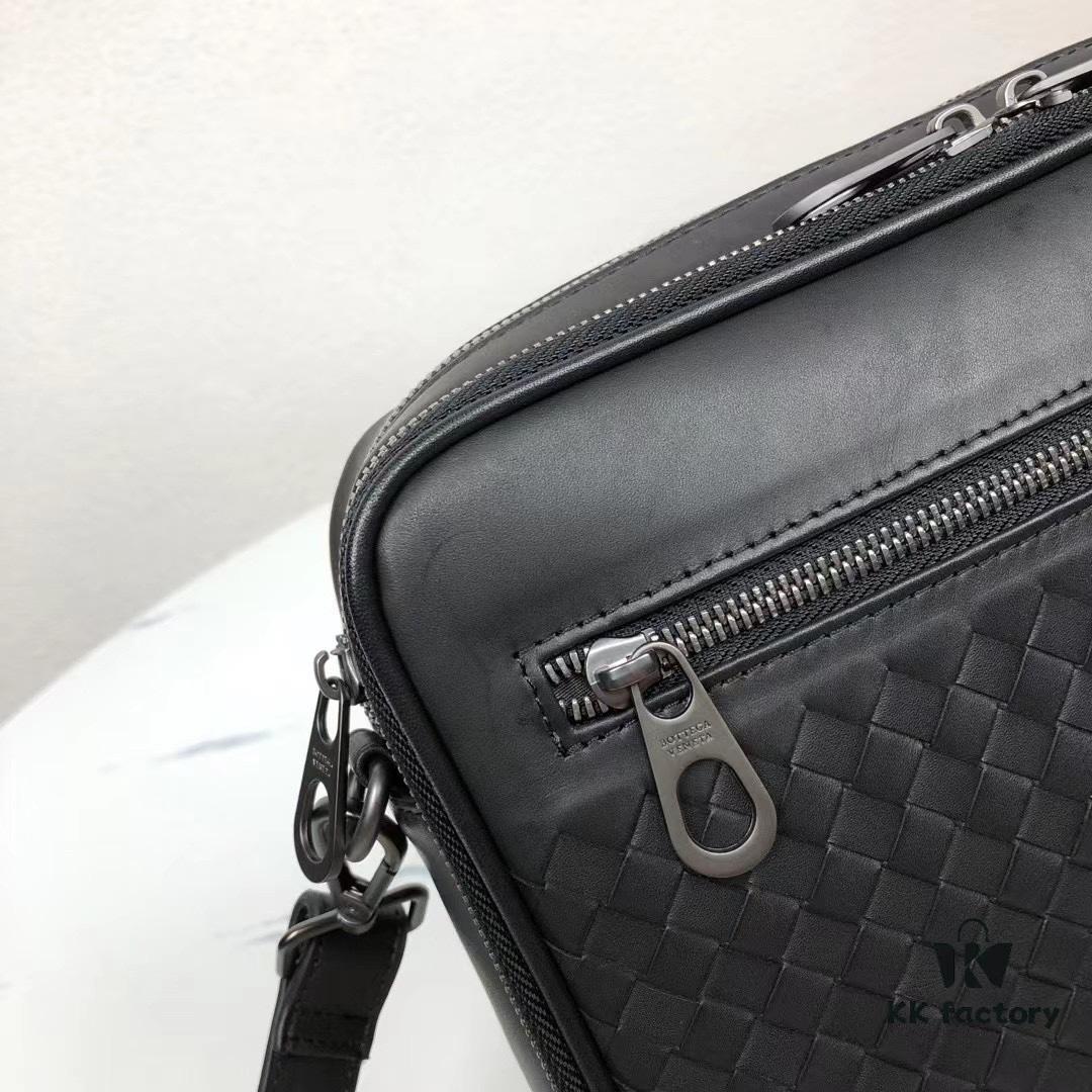 6930c5616e68136f4d9af923 Bottega Veneta Original Men's Crossbody/Shoulder Bag in Black - Premium Imported Waxed Calfskin, Handwoven Craftsmanship
