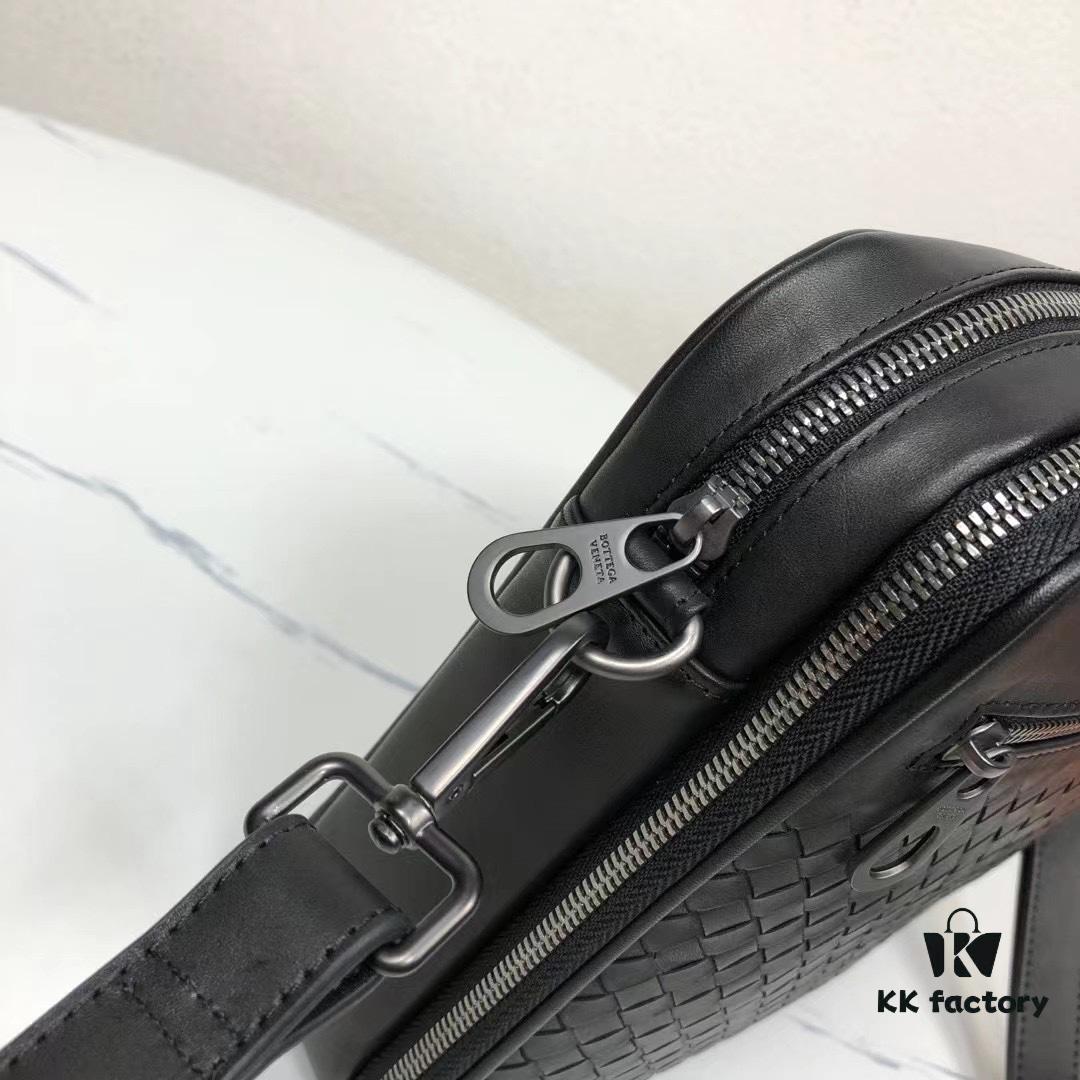 6930c5616e68136f4d9af924 Bottega Veneta Original Men's Crossbody/Shoulder Bag in Black - Premium Imported Waxed Calfskin, Handwoven Craftsmanship