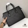6930c6206e68136f4d9afa69 Bv Men's Briefcase Handbag - Imported Waxed Leather Woven Design with Silver-Tone Clasp, European Style Lining