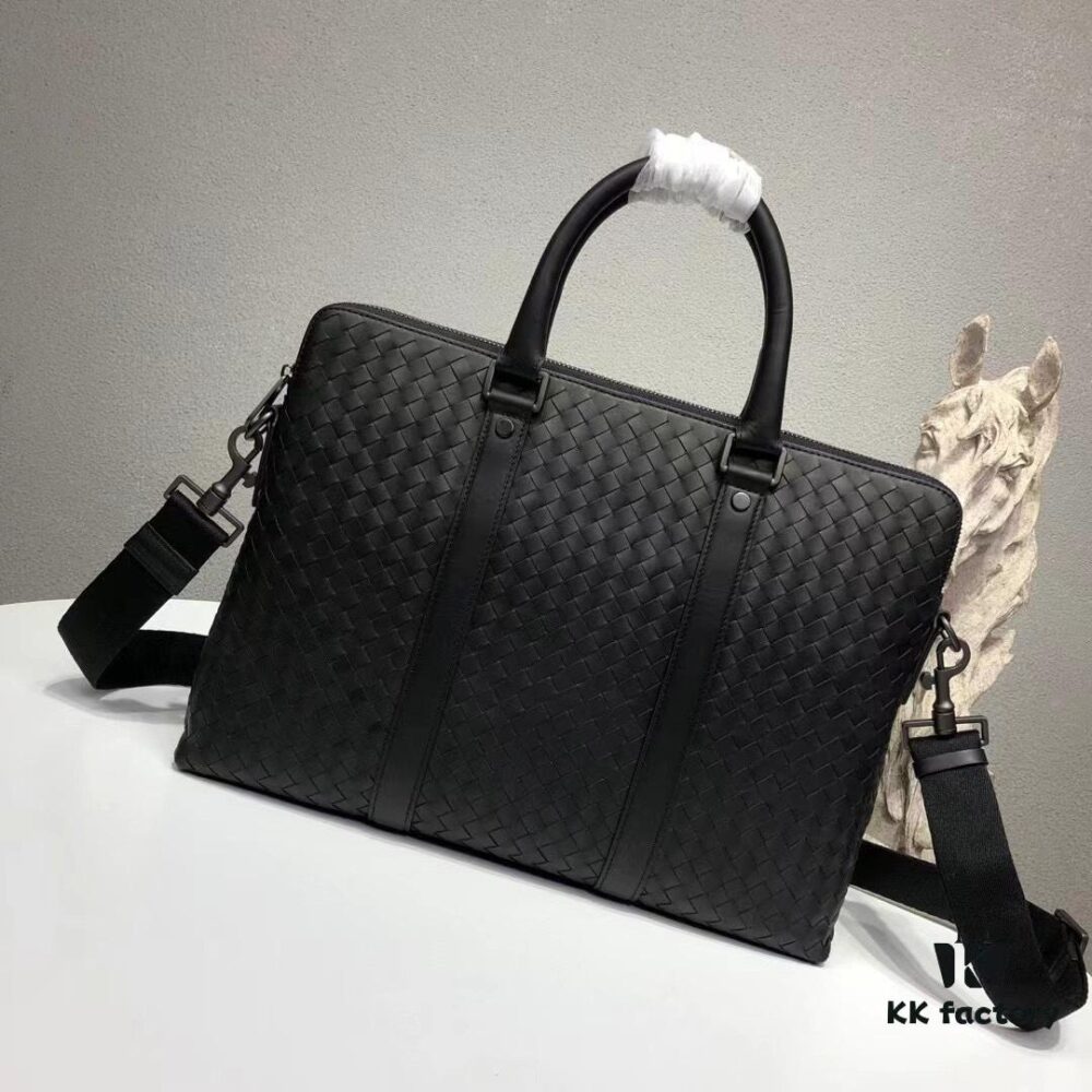 6930c67e6e68136f4d9afb06 BV Briefcase Dual-Zip Laptop Bag Made from Premium Imported Calfskin, Handwoven with Double Compartment Design