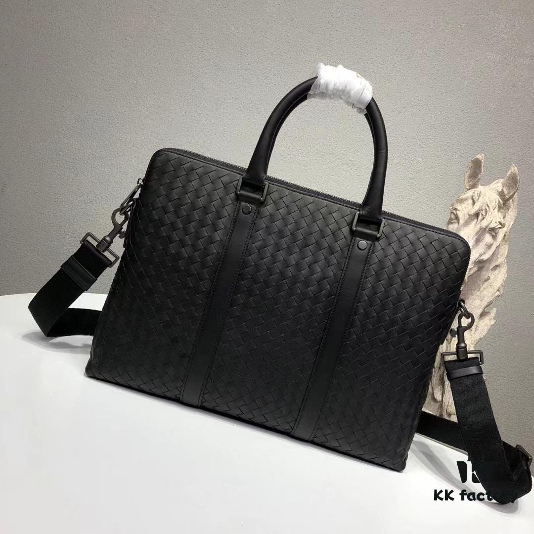 6930c67e6e68136f4d9afb06 BV Briefcase Dual-Zip Laptop Bag Made from Premium Imported Calfskin, Handwoven with Double Compartment Design
