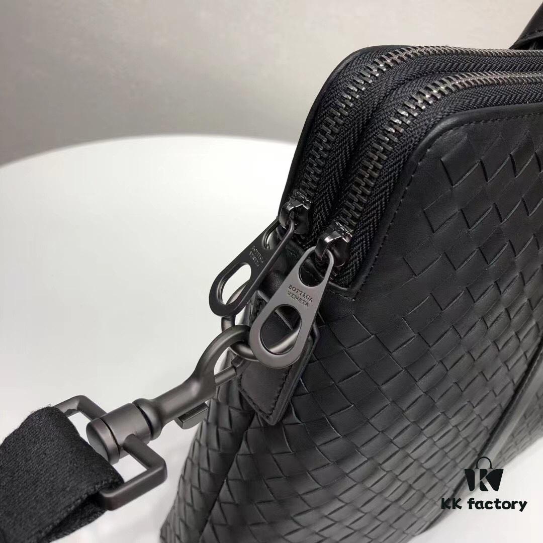 6930c6816e68136f4d9afb08 BV Briefcase Dual-Zip Laptop Bag Made from Premium Imported Calfskin, Handwoven with Double Compartment Design