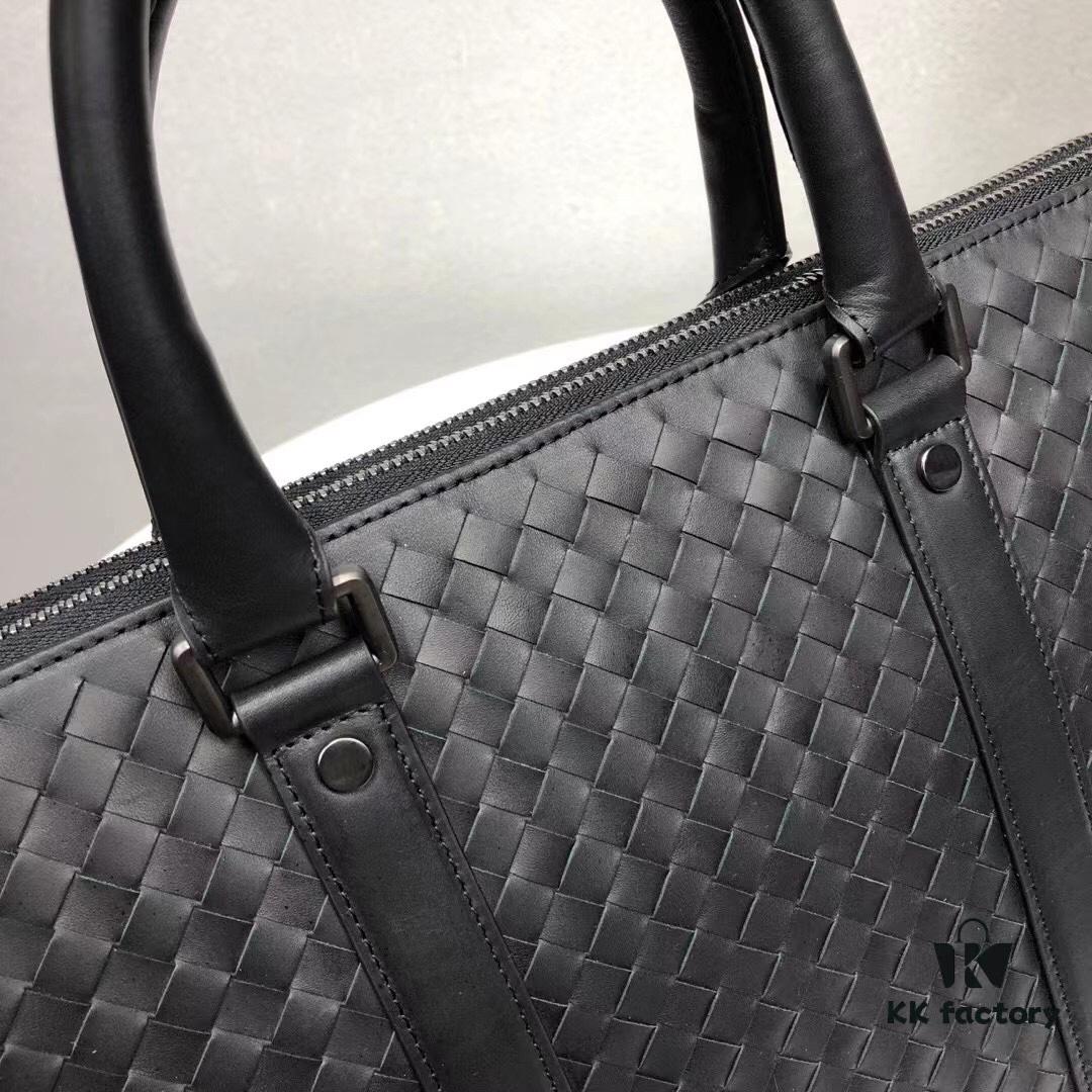 6930c6816e68136f4d9afb0b BV Briefcase Dual-Zip Laptop Bag Made from Premium Imported Calfskin, Handwoven with Double Compartment Design