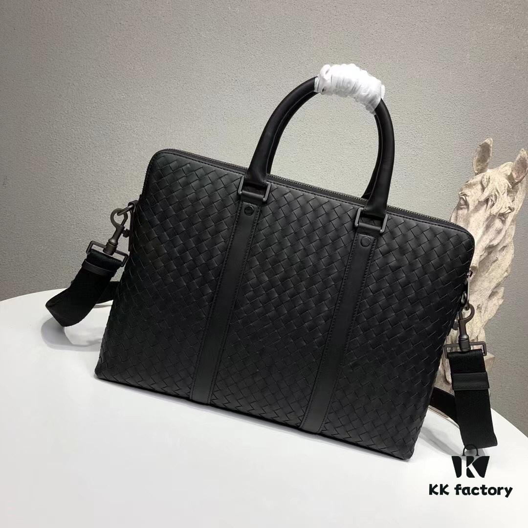 6930c6836e68136f4d9afb0e BV Briefcase Dual-Zip Laptop Bag Made from Premium Imported Calfskin, Handwoven with Double Compartment Design