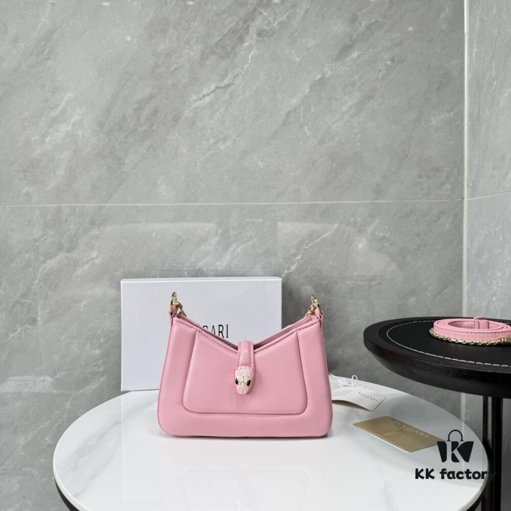 6930c6d96e68136f4d9afb8d BVLGARI SERPENTI BAIA Small Shoulder Bag in Textured Silver Calfskin