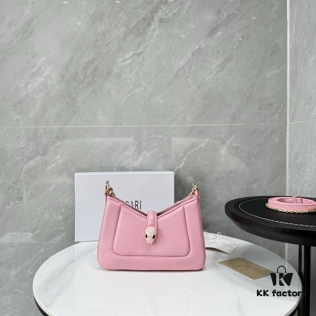 6930c6d96e68136f4d9afb8d BVLGARI SERPENTI BAIA Small Shoulder Bag in Textured Silver Calfskin