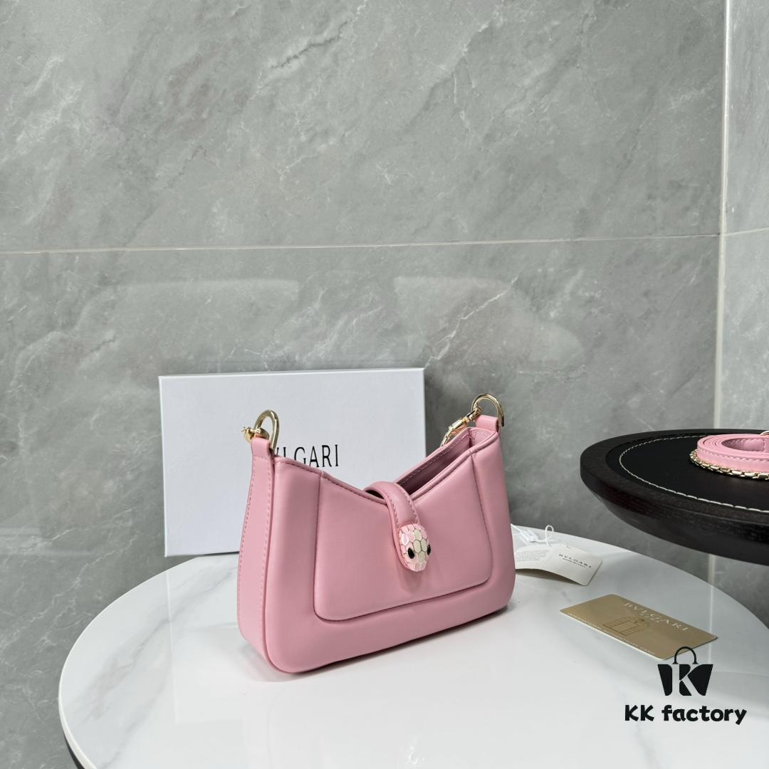6930c6da6e68136f4d9afb8f BVLGARI SERPENTI BAIA Small Shoulder Bag in Textured Silver Calfskin