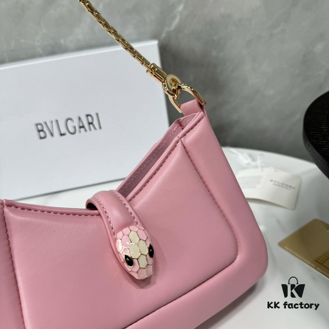 6930c6dc6e68136f4d9afb93 BVLGARI SERPENTI BAIA Small Shoulder Bag in Textured Silver Calfskin