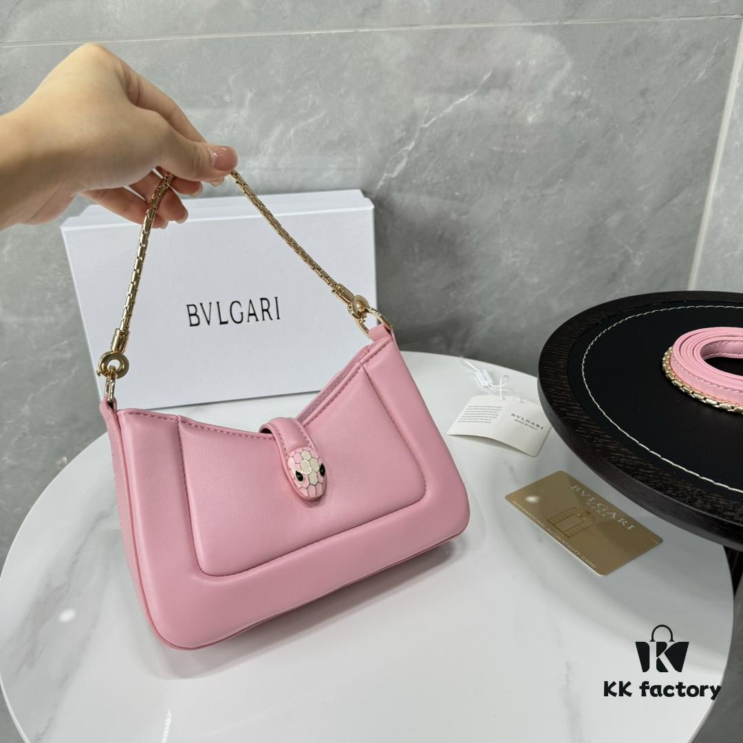 6930c6de6e68136f4d9afb95 BVLGARI SERPENTI BAIA Small Shoulder Bag in Textured Silver Calfskin