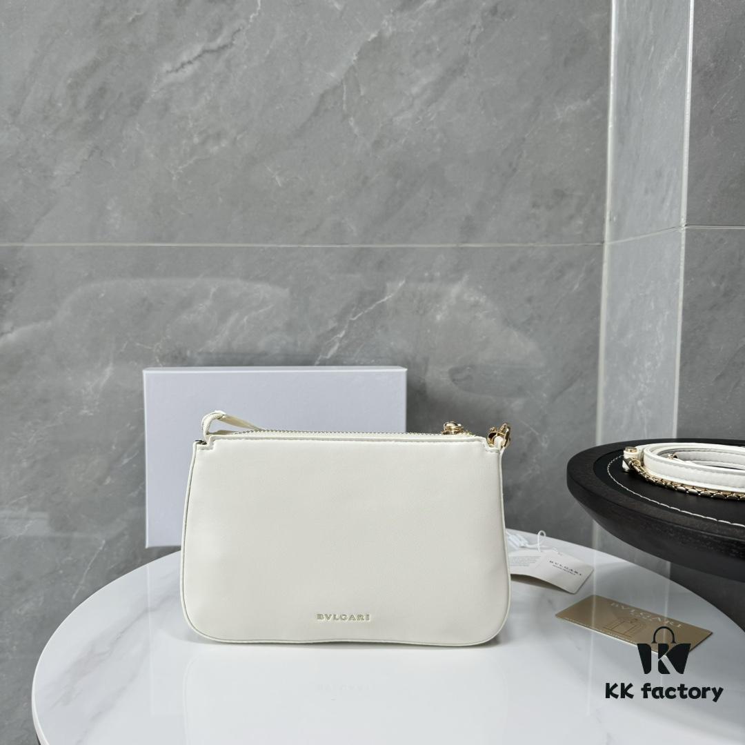 6930c6df6e68136f4d9afb96 BVLGARI SERPENTI BAIA Small Shoulder Bag in Textured Silver Calfskin