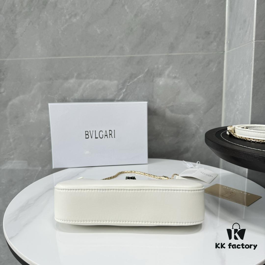6930c6e06e68136f4d9afb98 BVLGARI SERPENTI BAIA Small Shoulder Bag in Textured Silver Calfskin