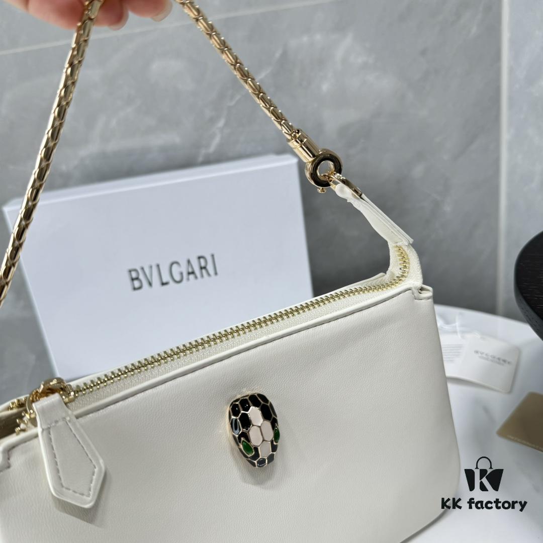 6930c6e06e68136f4d9afb99 BVLGARI SERPENTI BAIA Small Shoulder Bag in Textured Silver Calfskin