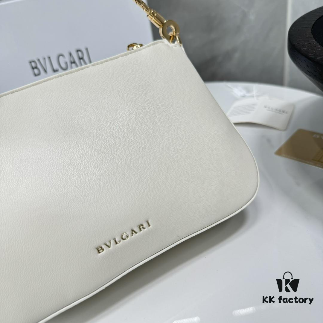 6930c6e06e68136f4d9afb9b BVLGARI SERPENTI BAIA Small Shoulder Bag in Textured Silver Calfskin