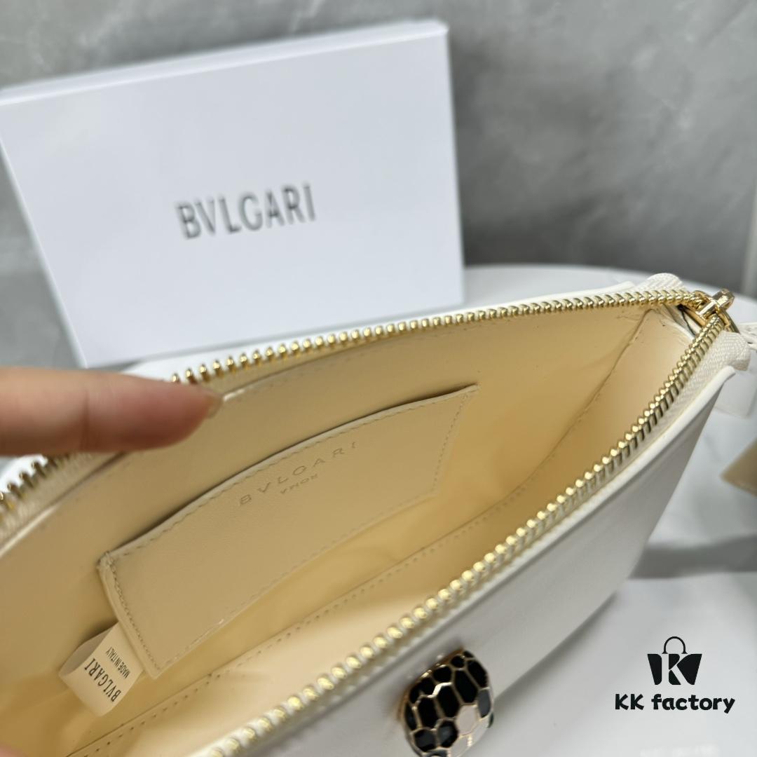6930c6e16e68136f4d9afb9c BVLGARI SERPENTI BAIA Small Shoulder Bag in Textured Silver Calfskin