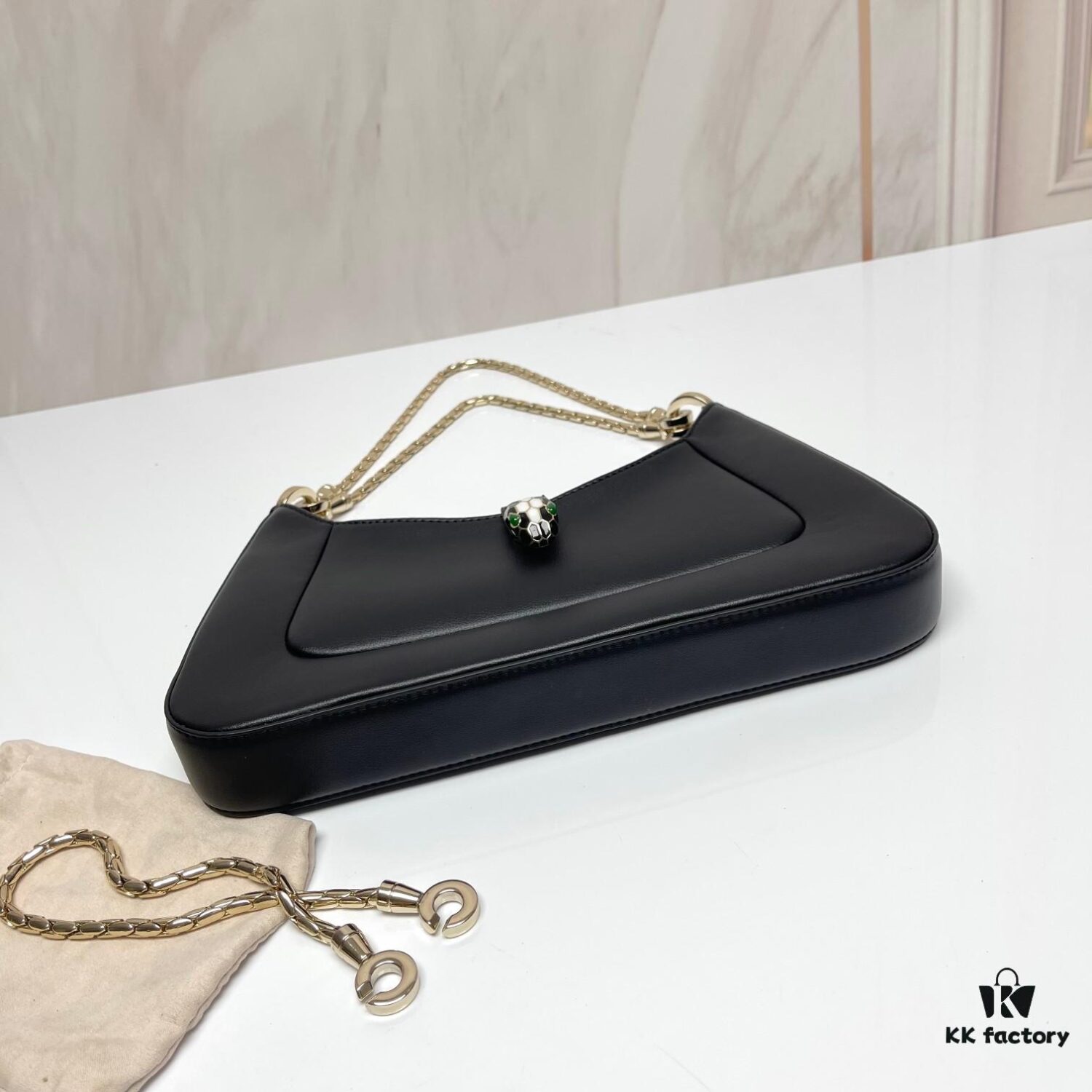 6930c6e76e68136f4d9afba4 BVLGARI SERPENTI BAIA Small Shoulder Bag in Silvered Textured Calfskin with Snake Head Clasp