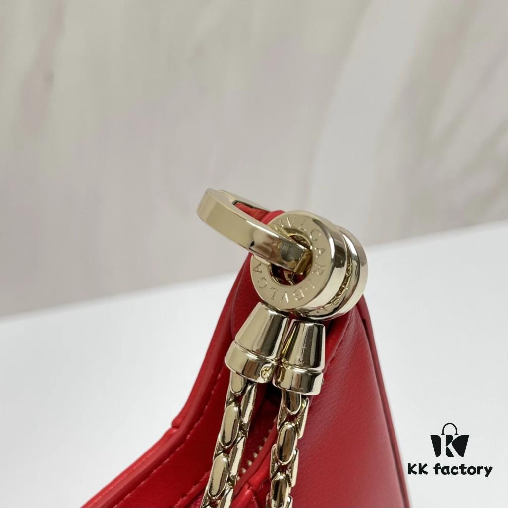 6930c6f56e68136f4d9afbc0 BVLGARI SERPENTI BAIA Small Shoulder Bag in Textured Silver Calfskin with Snake-Head Clasp
