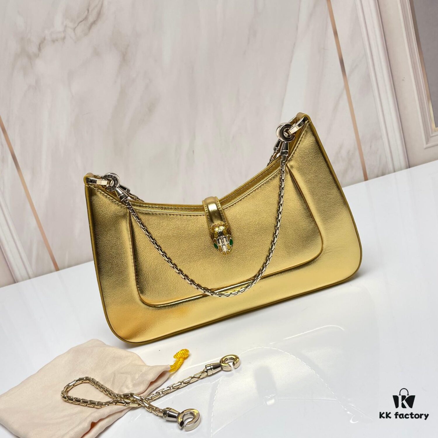 6930c6fa6e68136f4d9afbc5 BVLGARI SERPENTI BAIA Small Shoulder Bag in Silver Textured Calfskin