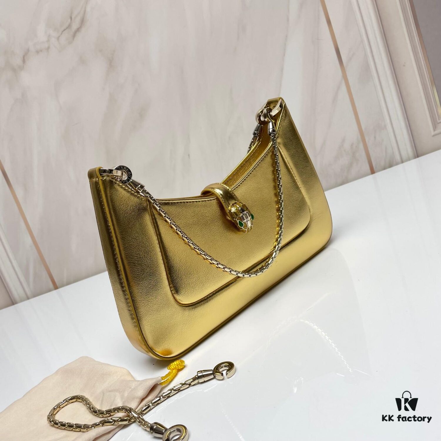 6930c6fb6e68136f4d9afbc9 BVLGARI SERPENTI BAIA Small Shoulder Bag in Silver Textured Calfskin
