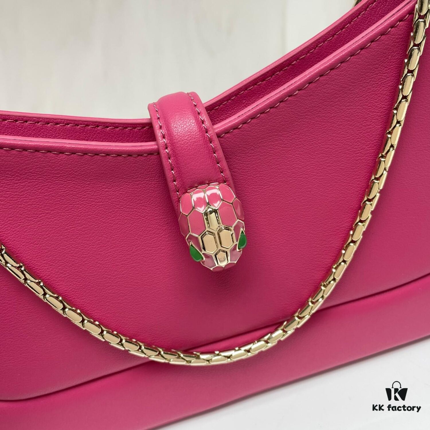 6930c7026e68136f4d9afbd7 BVLGARI SERPENTI BAIA Small Shoulder Bag in Silvered Textured Calfskin with Snake-Head Clasp