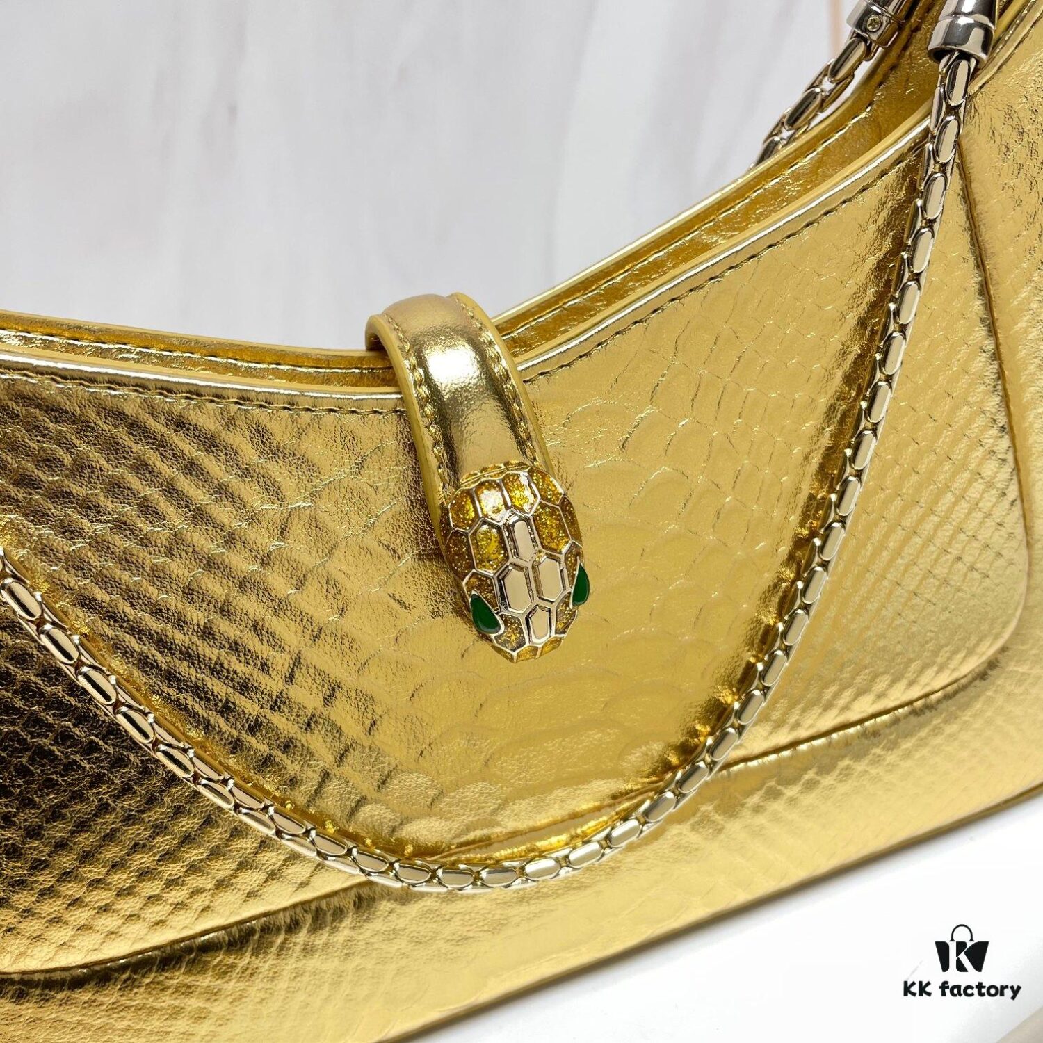 6930c7096e68136f4d9afbe1 BVLGARI SERPENTI BAIA Small Shoulder Bag in Silver-Textured Calfskin with Snake Head Magnetic Clasp