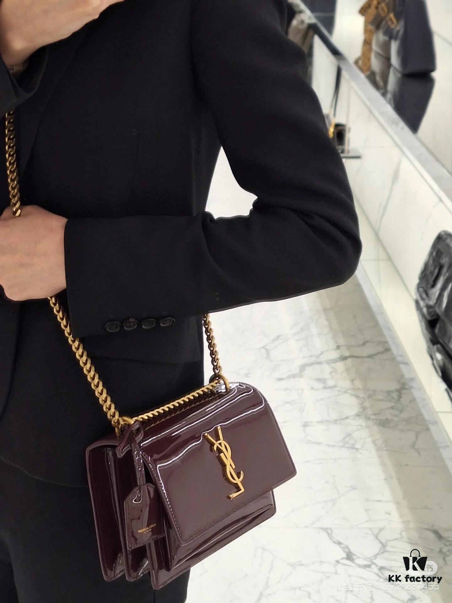 6930c78c6e68136f4d9afccb YSL Sunset Bag ✨ Genuine Leather with Chain Strap, Classic Accordion Design, Elegant Black and Gold Finish