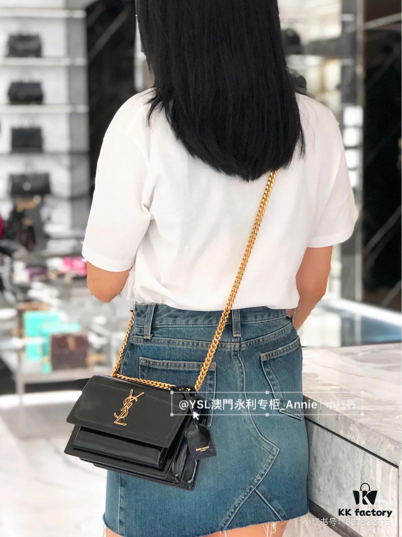 6930c7906e68136f4d9afcd1 YSL Sunset Bag ✨ Genuine Leather with Chain Strap, Classic Accordion Design, Elegant Black and Gold Finish