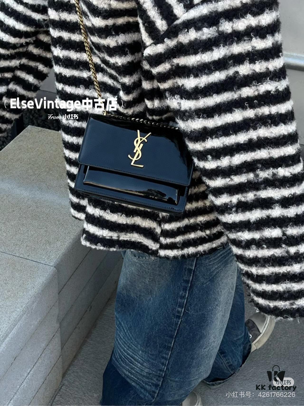 6930c7906e68136f4d9afcd2 YSL Sunset Bag ✨ Genuine Leather with Chain Strap, Classic Accordion Design, Elegant Black and Gold Finish