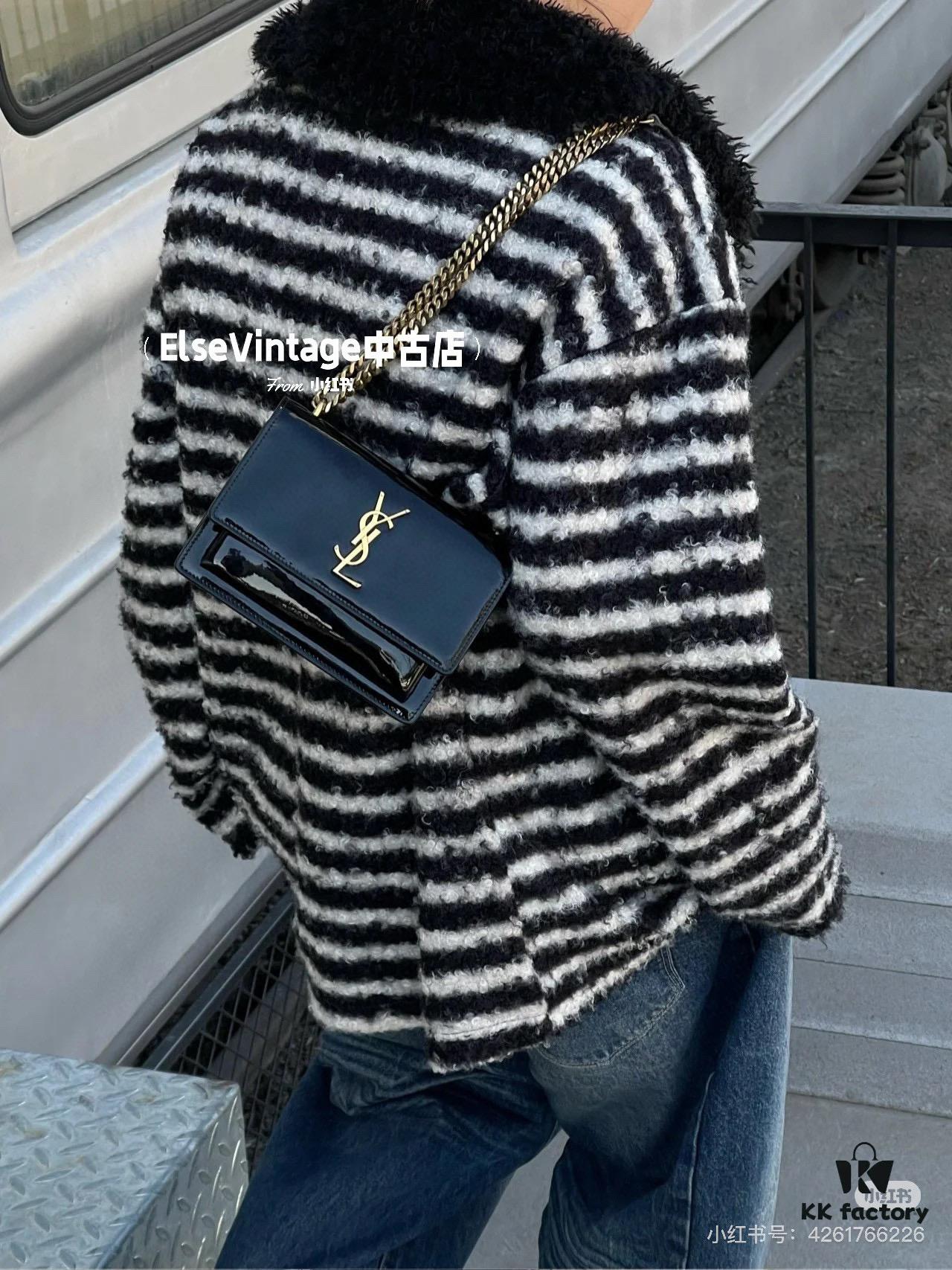 6930c7926e68136f4d9afcd6 YSL Sunset Bag ✨ Genuine Leather with Chain Strap, Classic Accordion Design, Elegant Black and Gold Finish