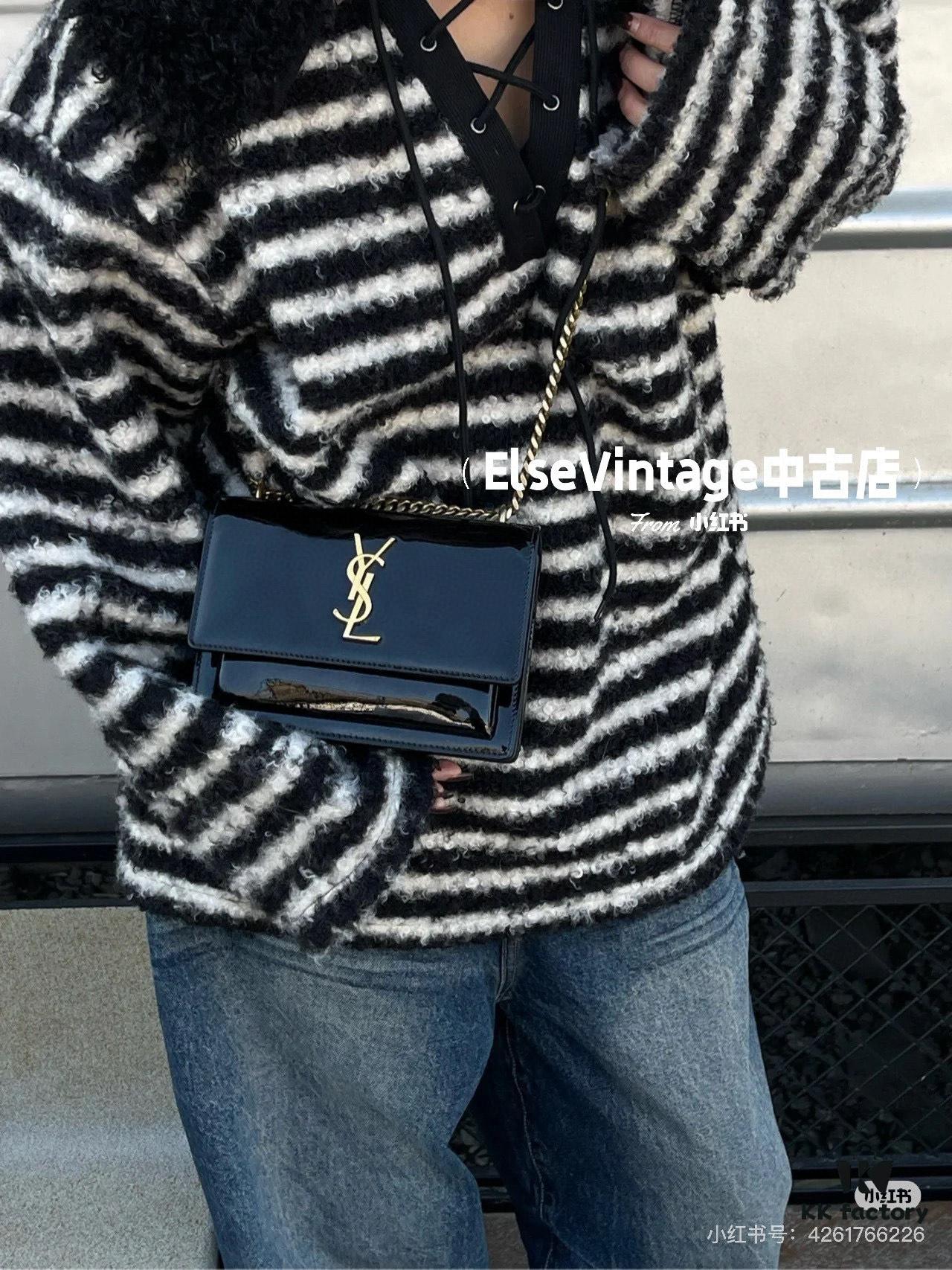 6930c7936e68136f4d9afcd8 YSL Sunset Bag ✨ Genuine Leather with Chain Strap, Classic Accordion Design, Elegant Black and Gold Finish