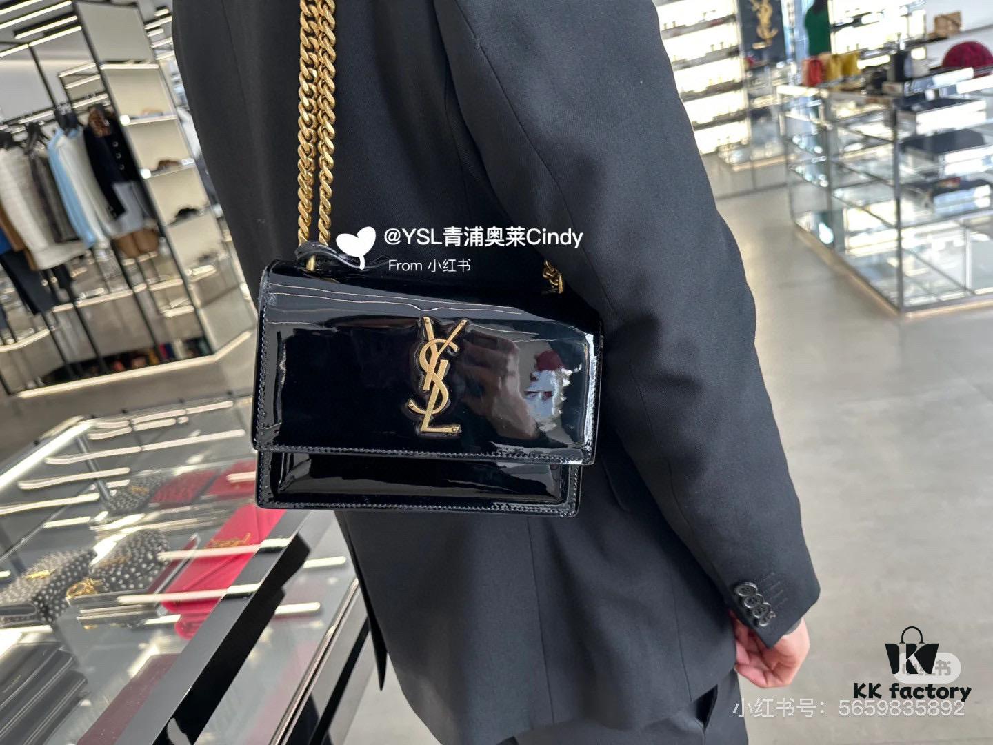 6930c7936e68136f4d9afcda YSL Sunset Bag ✨ Genuine Leather with Chain Strap, Classic Accordion Design, Elegant Black and Gold Finish