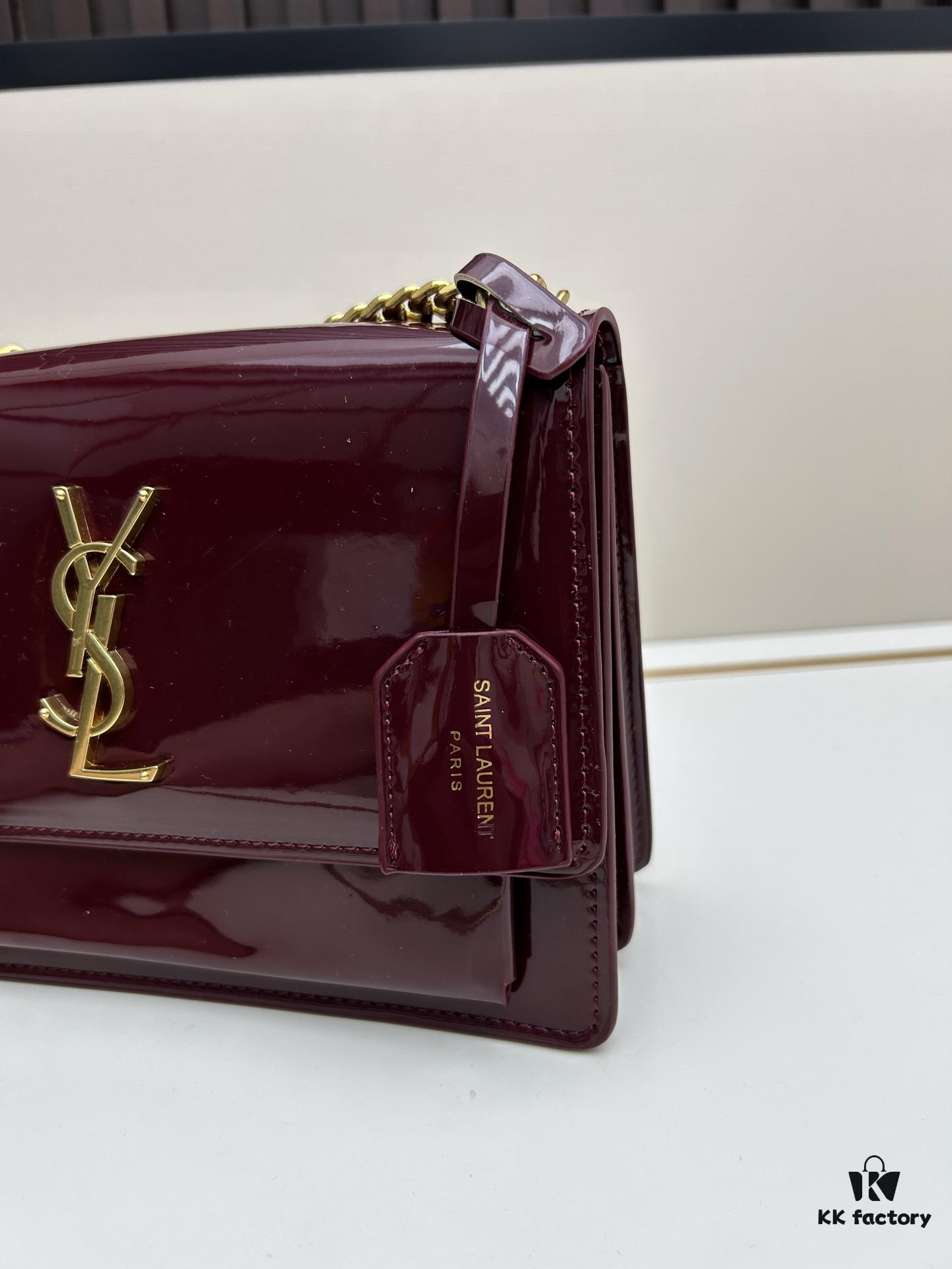 6930c79e6e68136f4d9afceb YSL Sunset Bag ✨ Luxurious Patent Leather, Iconic Accordion Design with Black-Gold Elegance