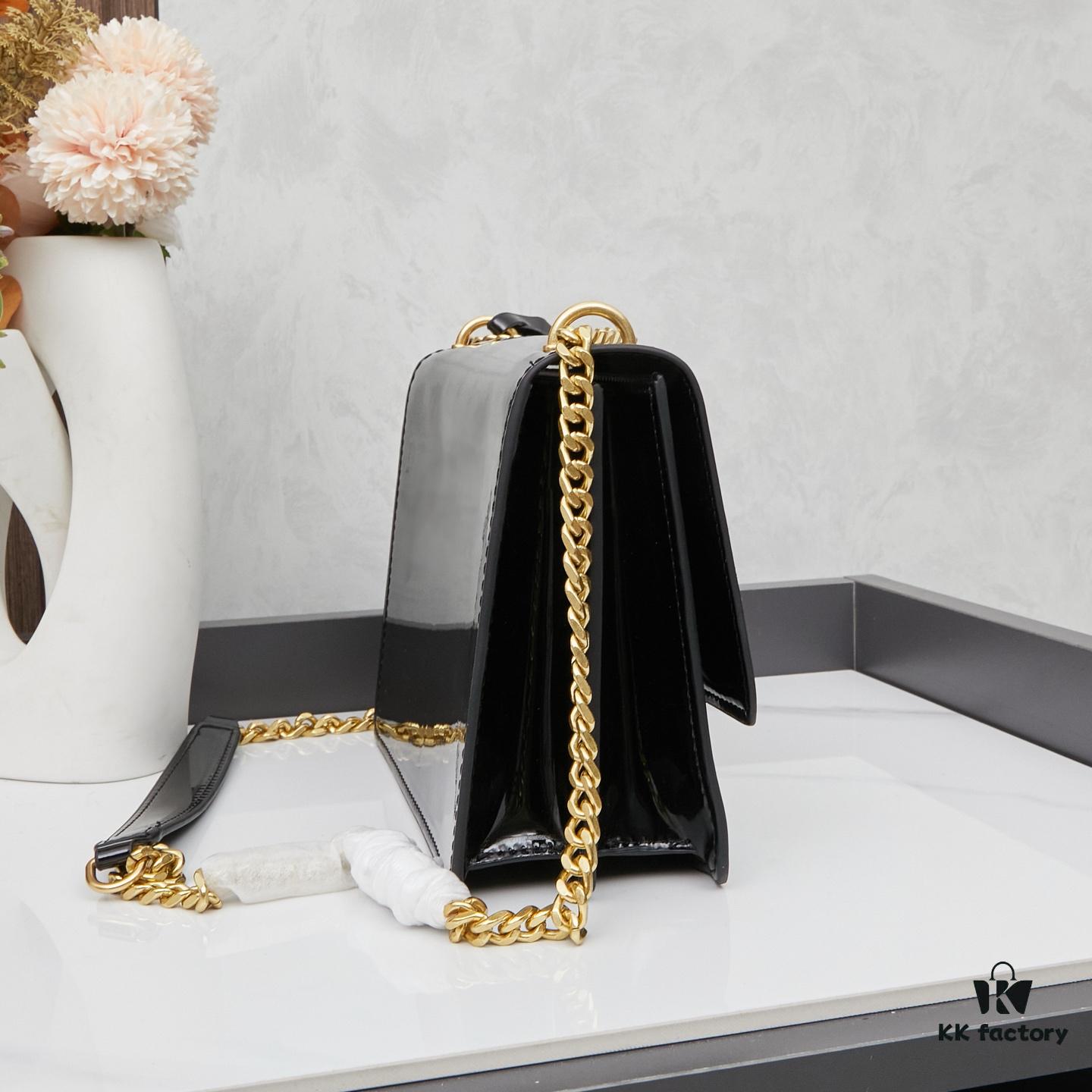6930c7b66e68136f4d9afd12 YSL Sunset Bag ✨ New Arrival with Box, Patent Leather Beauty, Iconic Accordion Design with Black-Gold Elegance