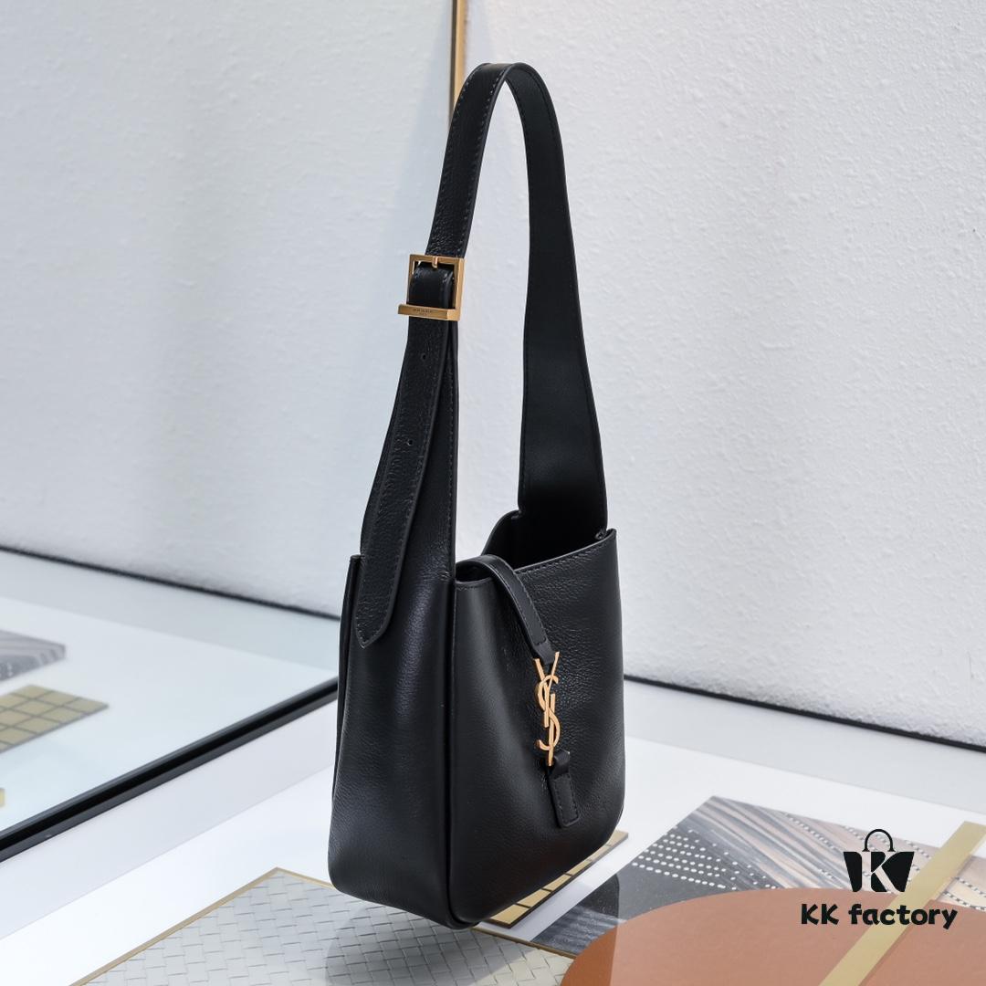 6930c8356e68136f4d9afdee Black Lychee - Grain/Gold YSL New Mini Hobo Underarm Bag